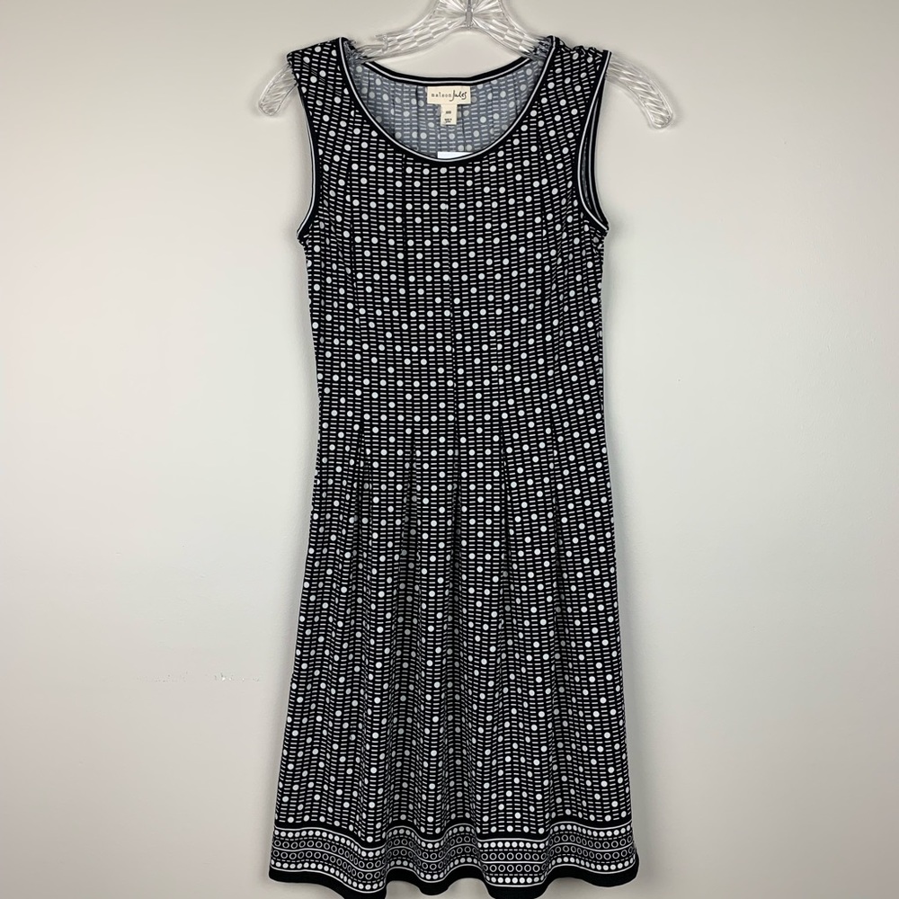 🔥MAISON JULES🔥FIT & FLARE POLKA DOT SLEEVELESS DRESS BLACK & WHITE XXS NWT - Picture 1 of 3